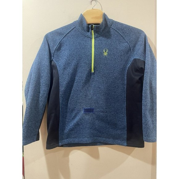 Spyder Sweater‎ Adult XXL Blue Neon Quarter Zip Outdoors Jacket Coat Mens - Picture 1 of 9